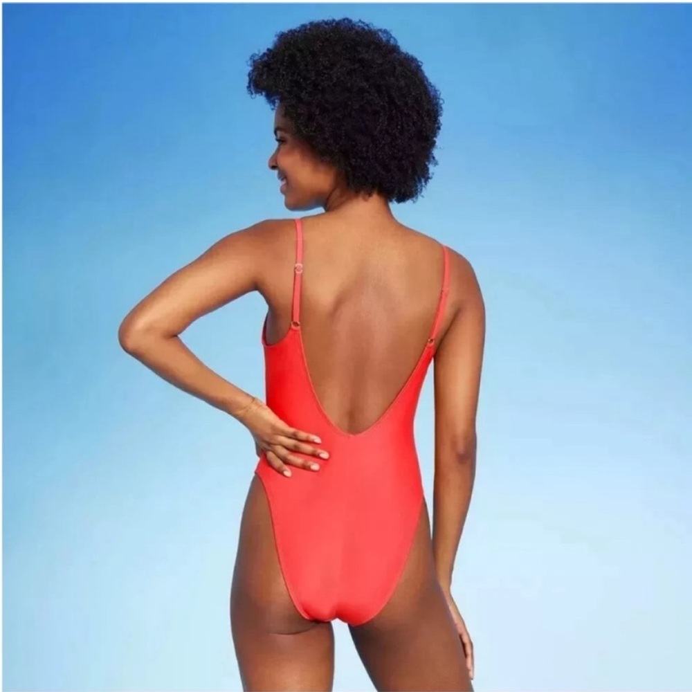 XS Wild Fable Red Extra High Leg Cheeky One Piece Swimsuit New - Picture 3 of 10